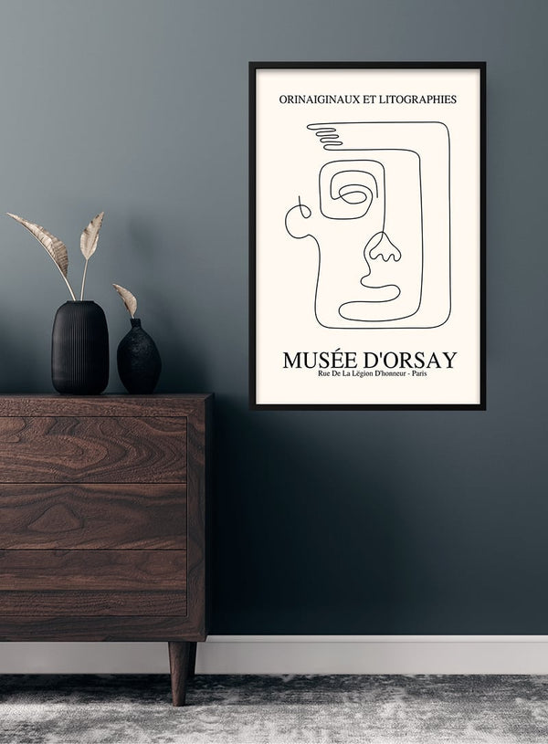 Picasso-inspireret plakat med ansigtsaftryk