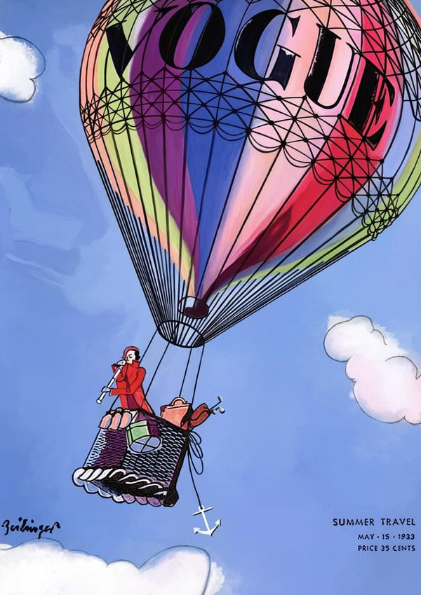 Vintage plakat med varmluftballon