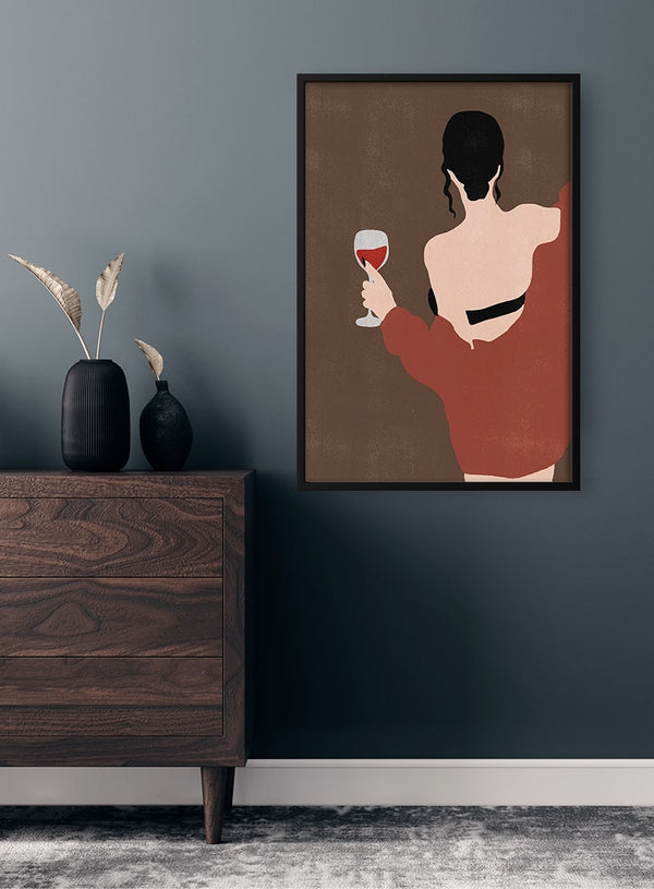 Kvinde og vin plakat