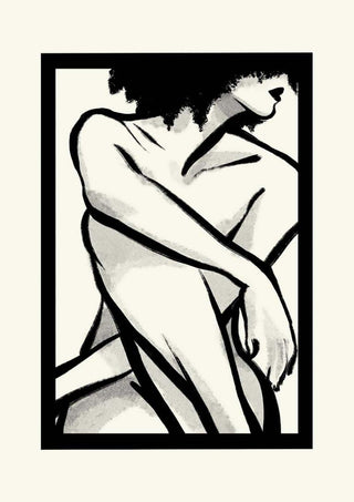 Minimalist line art of a woman's silhouette with abstract shading, featured on the Shape of a Woman poster.
