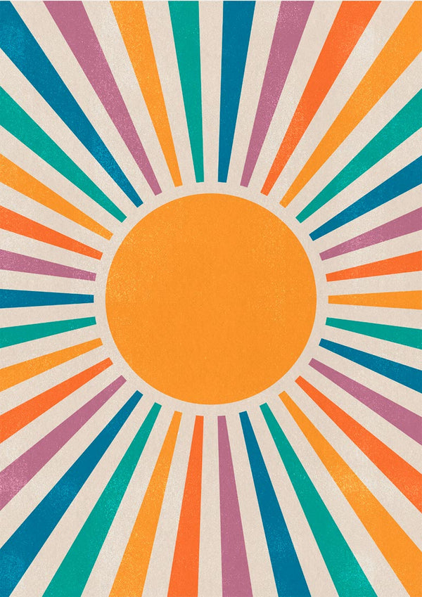 Farverig solplakat