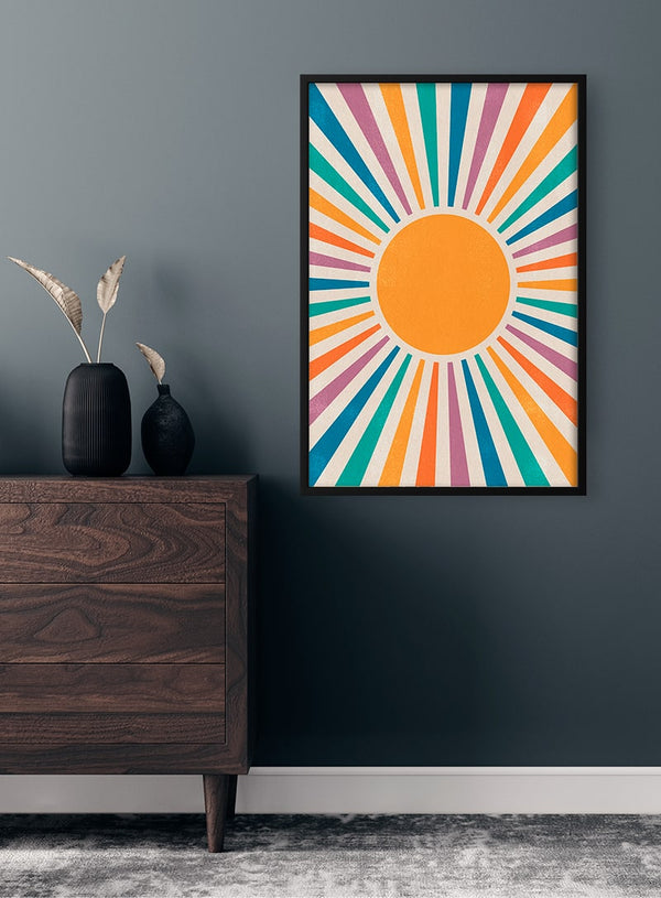 Farverig solplakat
