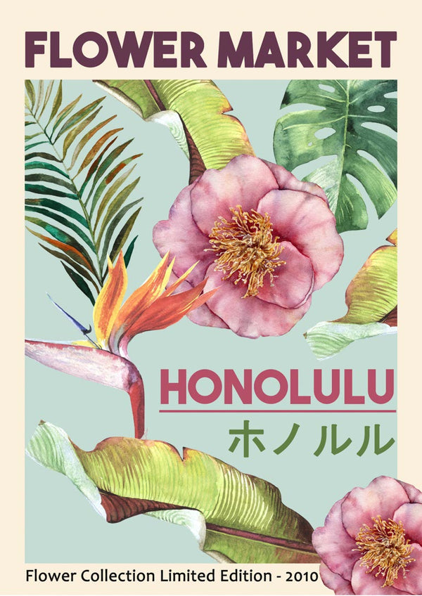Blomstermarked Honolulu Plakat