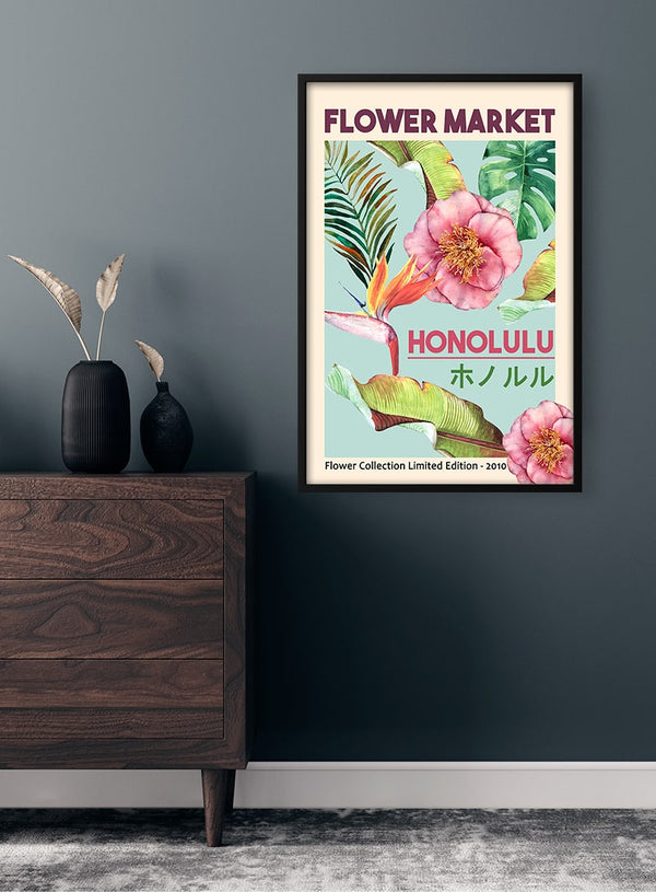 Blomstermarked Honolulu Plakat