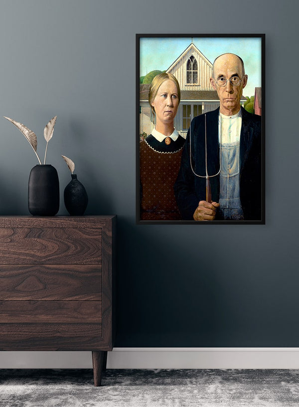 Grant Wood - Amerikansk gotisk plakat