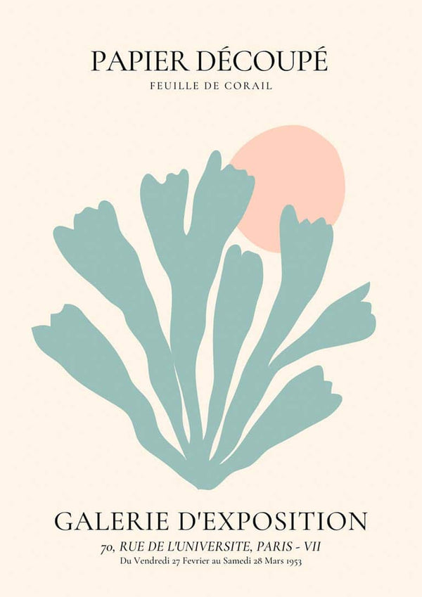 Pastelblå koral decoupe plakat