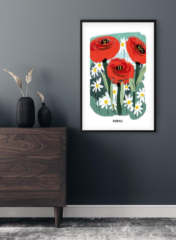 Flowerbomb Poppies Plakat til Stuen