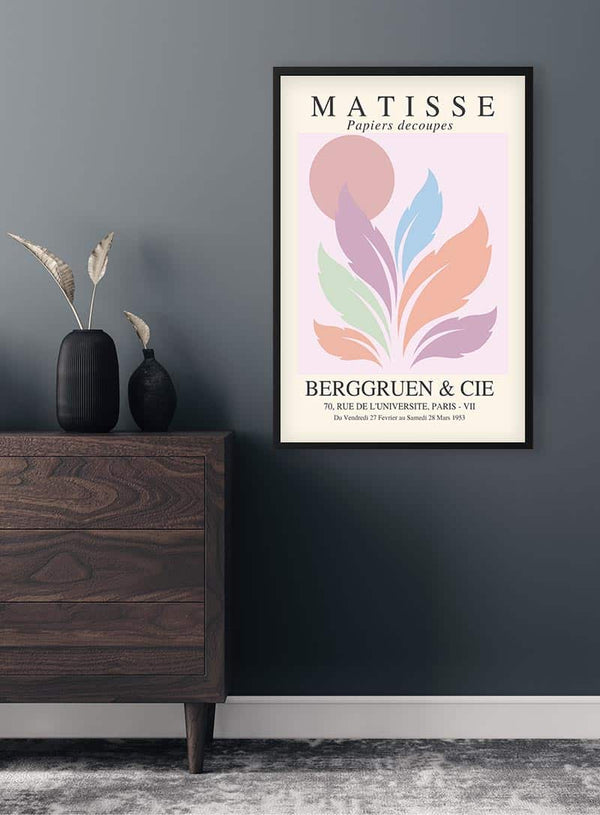 Matisse-inspireret plakat med lyserød sol nr. 02