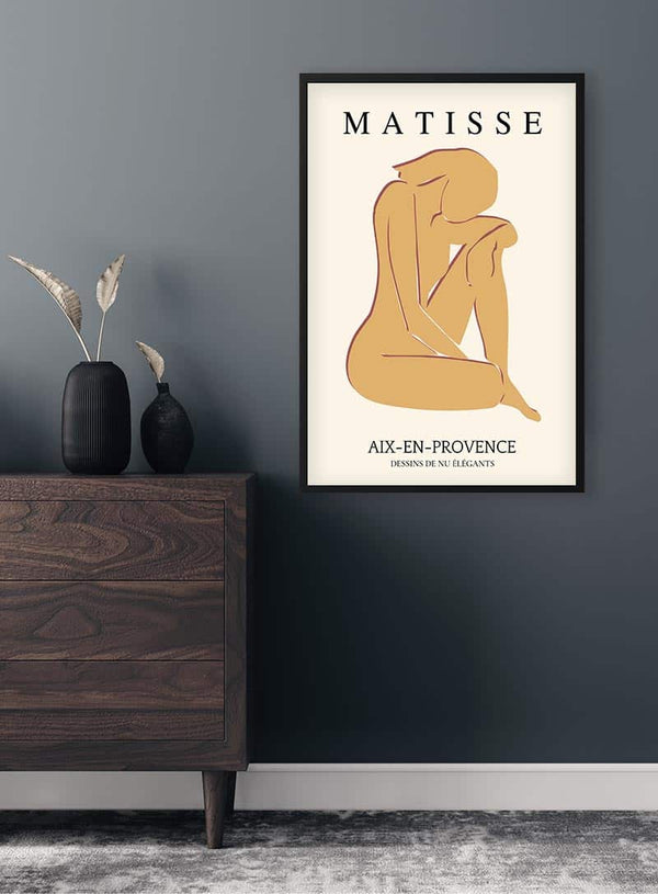 Matisse-inspireret plakat med udskæring i gult