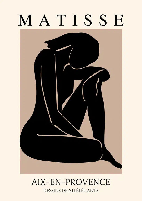 Matisse-inspireret sort nøgen plakat