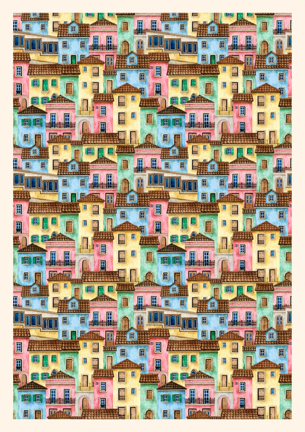 Farverige Huse Plakat