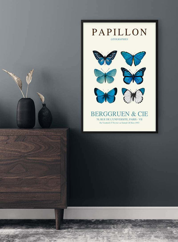 Blå Papillon Plakat