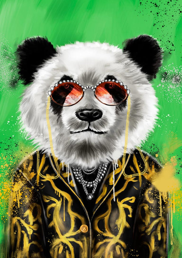 Panda med guldjakke Plakat
