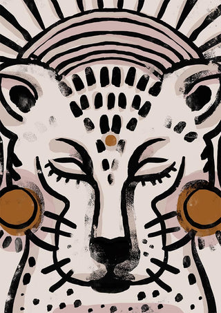 Stylized tiger face illustration for Tiger No. 01 - Treechild, featuring bold lines and earthy tones.