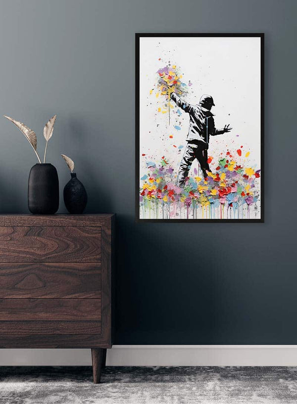 Blomsterkaster - Banksy-inspireret plakat