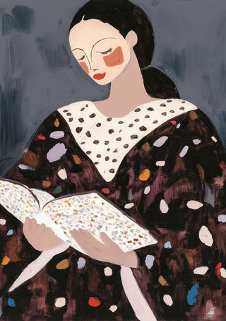 Illustration of a woman reading a book, featured on the cover of "Books of My Life" by David Wolf.
