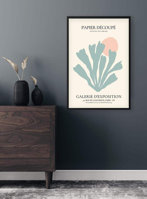 Pastelblå koral decoupe plakat