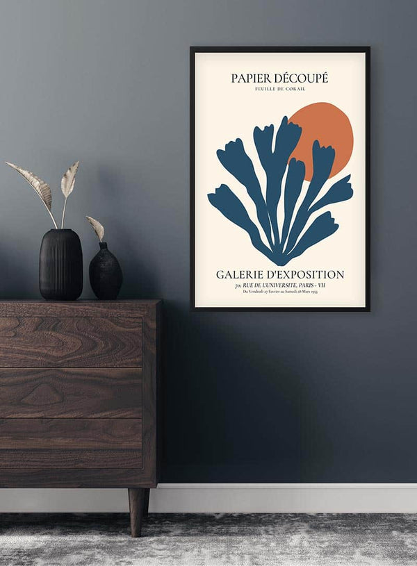 Blå Koral Decoupe Plakat