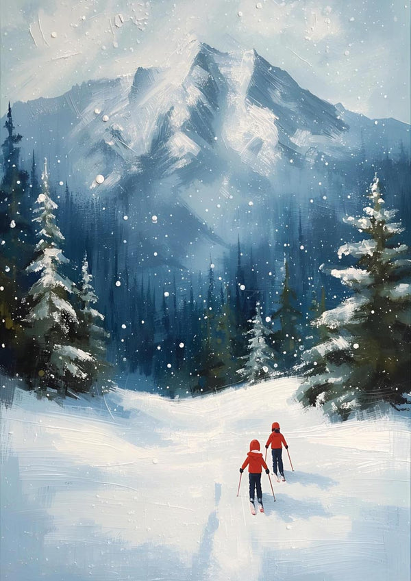 Two kids skiing
