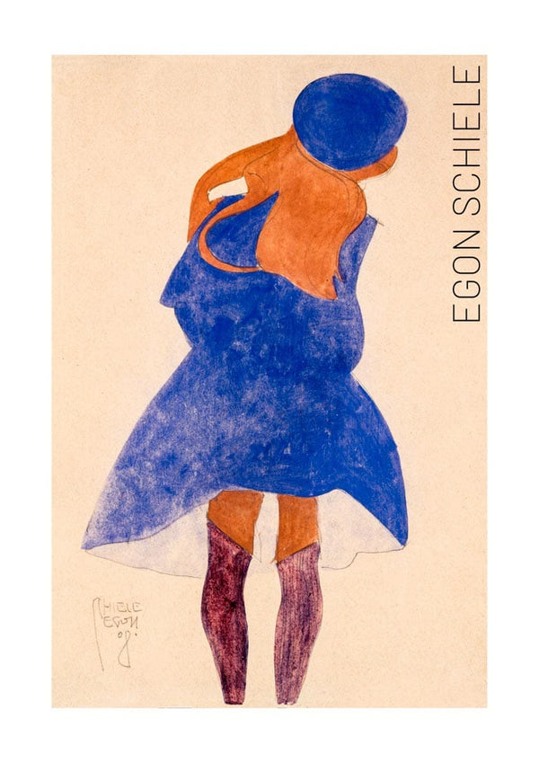 Stående pige, set bagfra (1908) af Egon Schiele kunstplakat