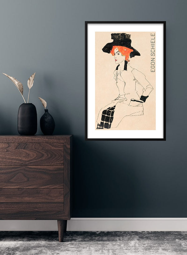 Portræt af en kvinde (1910) af Egon Schiele kunstposter