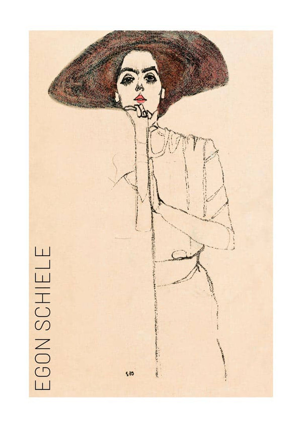 Plakat med portræt af en kvinde af Egon Schiele