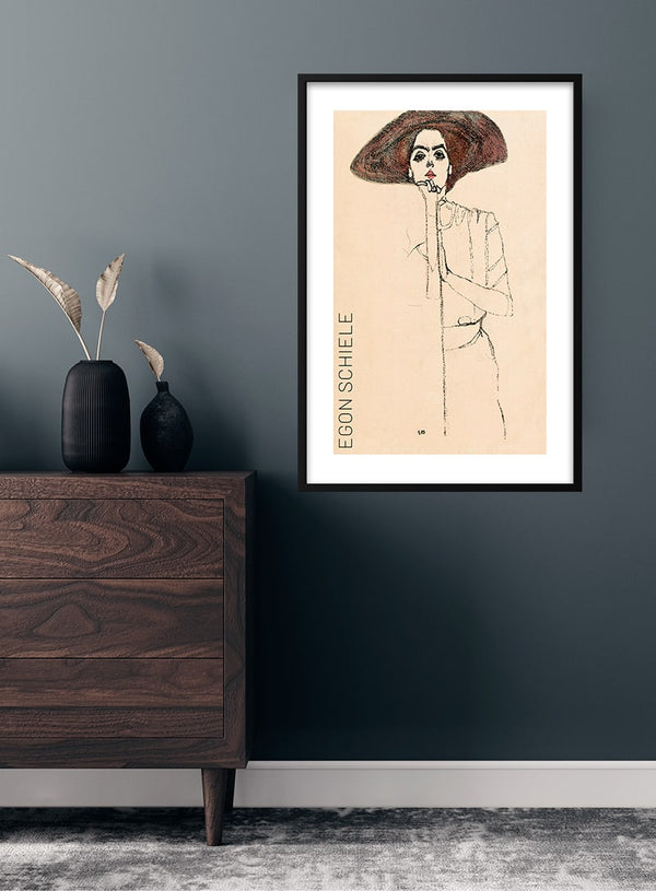 Plakat med portræt af en kvinde af Egon Schiele