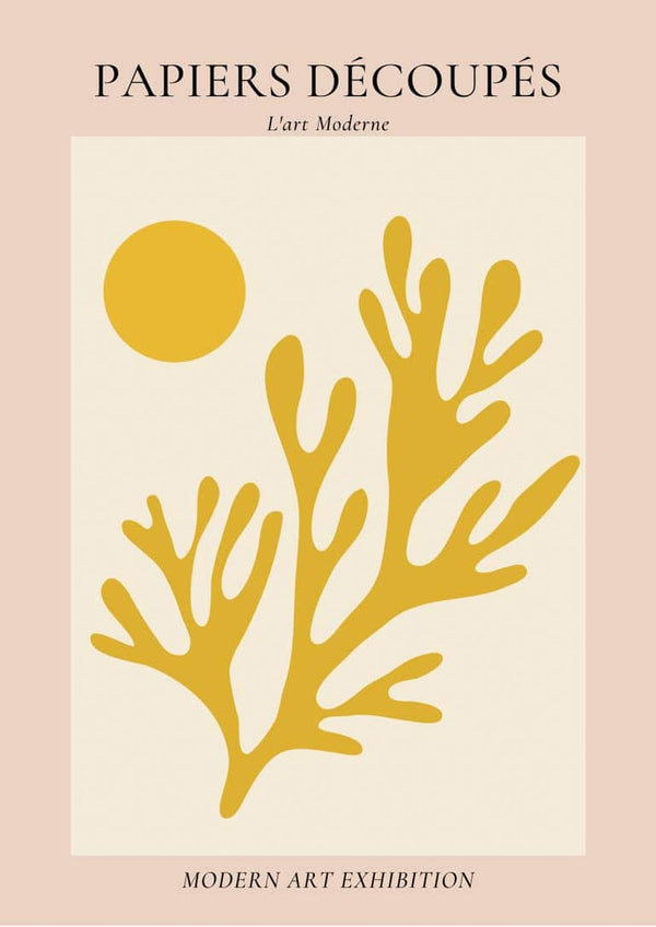 Fransk kunstinspireret plakat med koral og cirkler