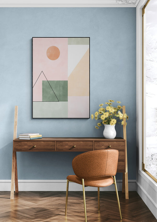 Pastelfarver med minimalistiske former