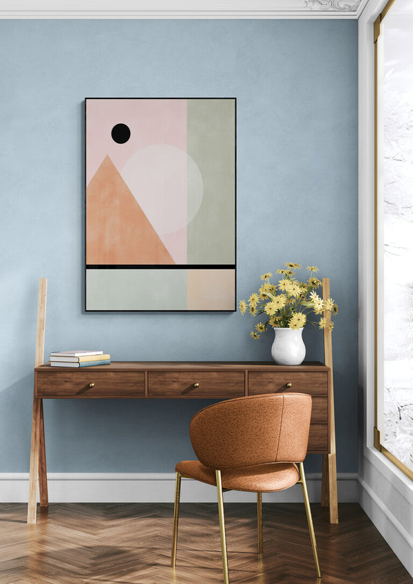Geometriske former i pastelfarver