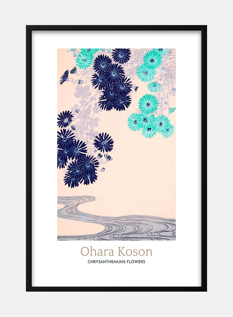 Chrysanthemumsââââââ flowers byÂ Ohara KosonÂ japansk kunstplakat