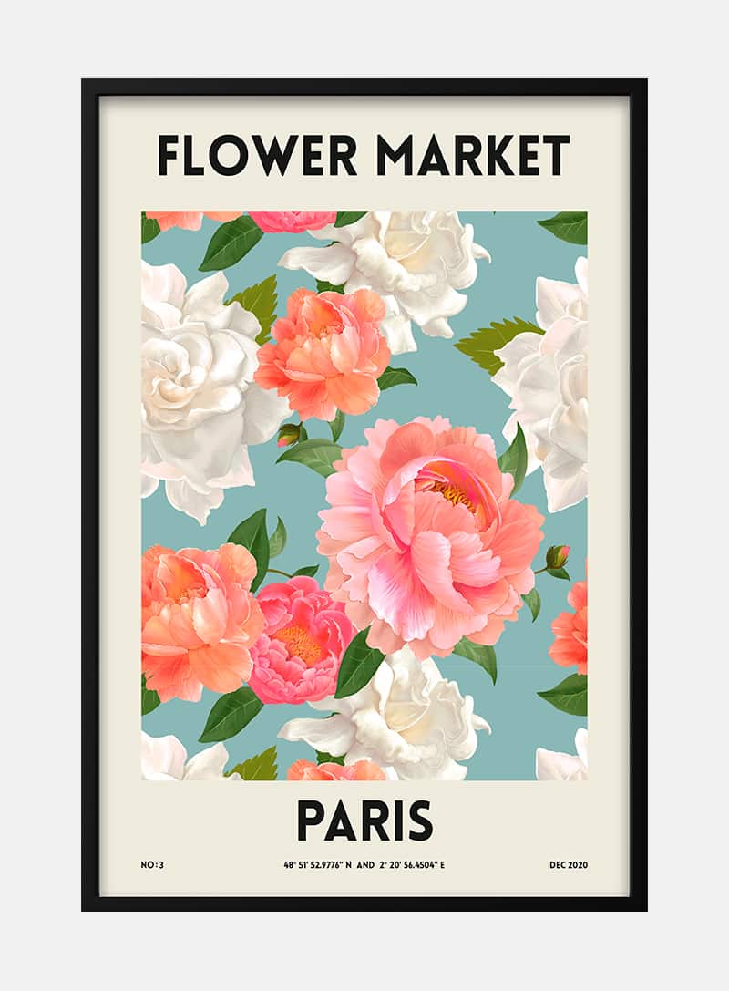 Billede af Flower Market- Paris plakat