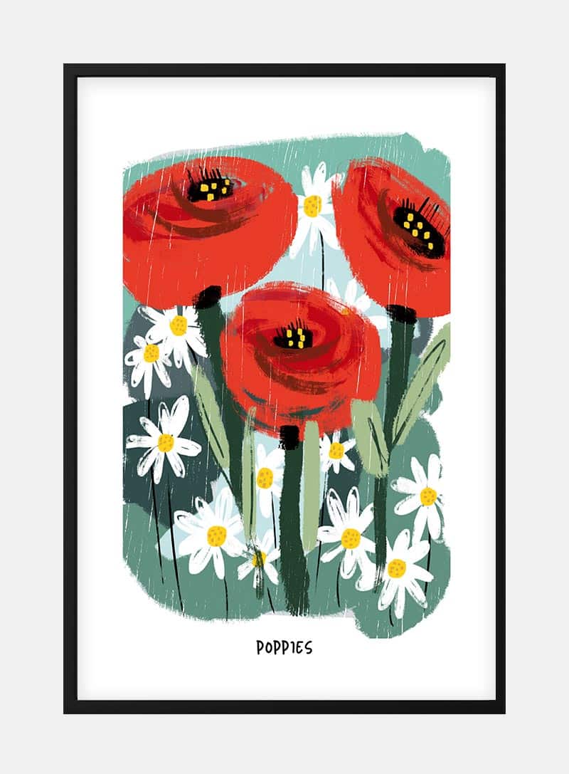 Billede af Flowerbomb Poppies Plakat til Stuen