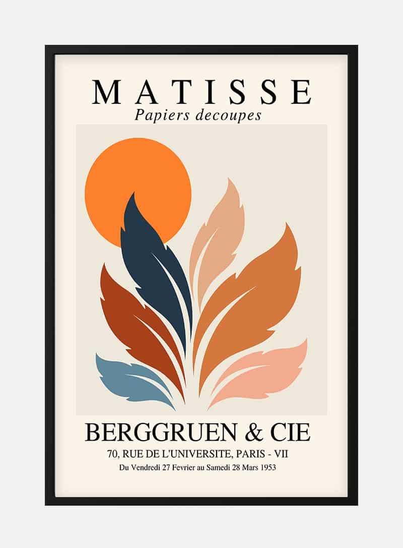 Billede af Matisse inspired orange sun plakat