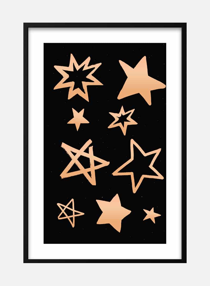Billede af gyldne stjerner kunst plakat til stuen