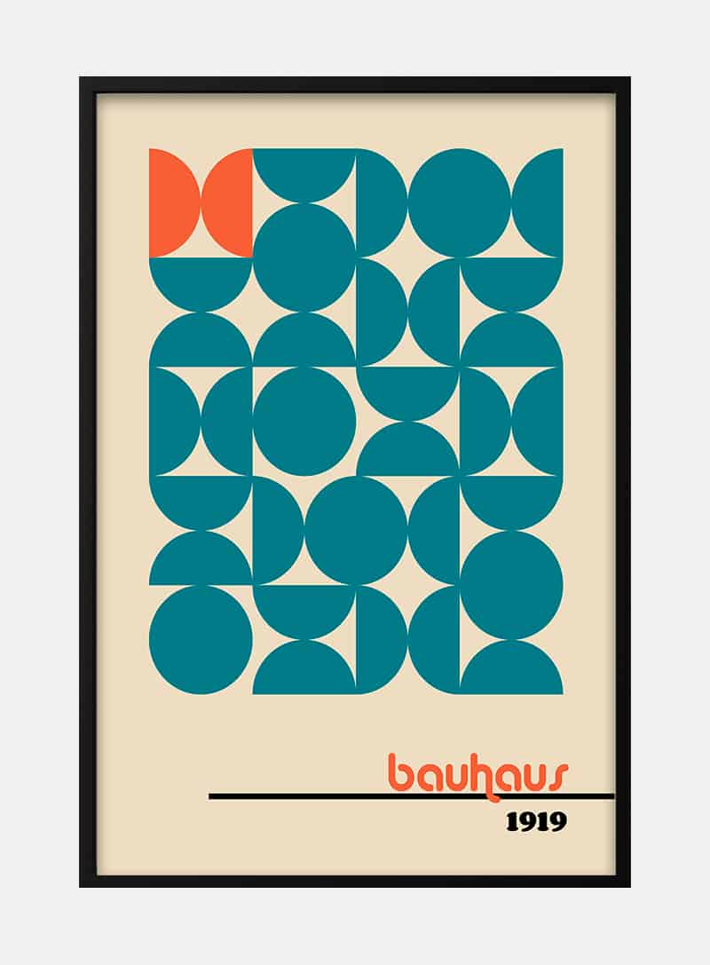Billede af Bauhaus orange on blue plakat