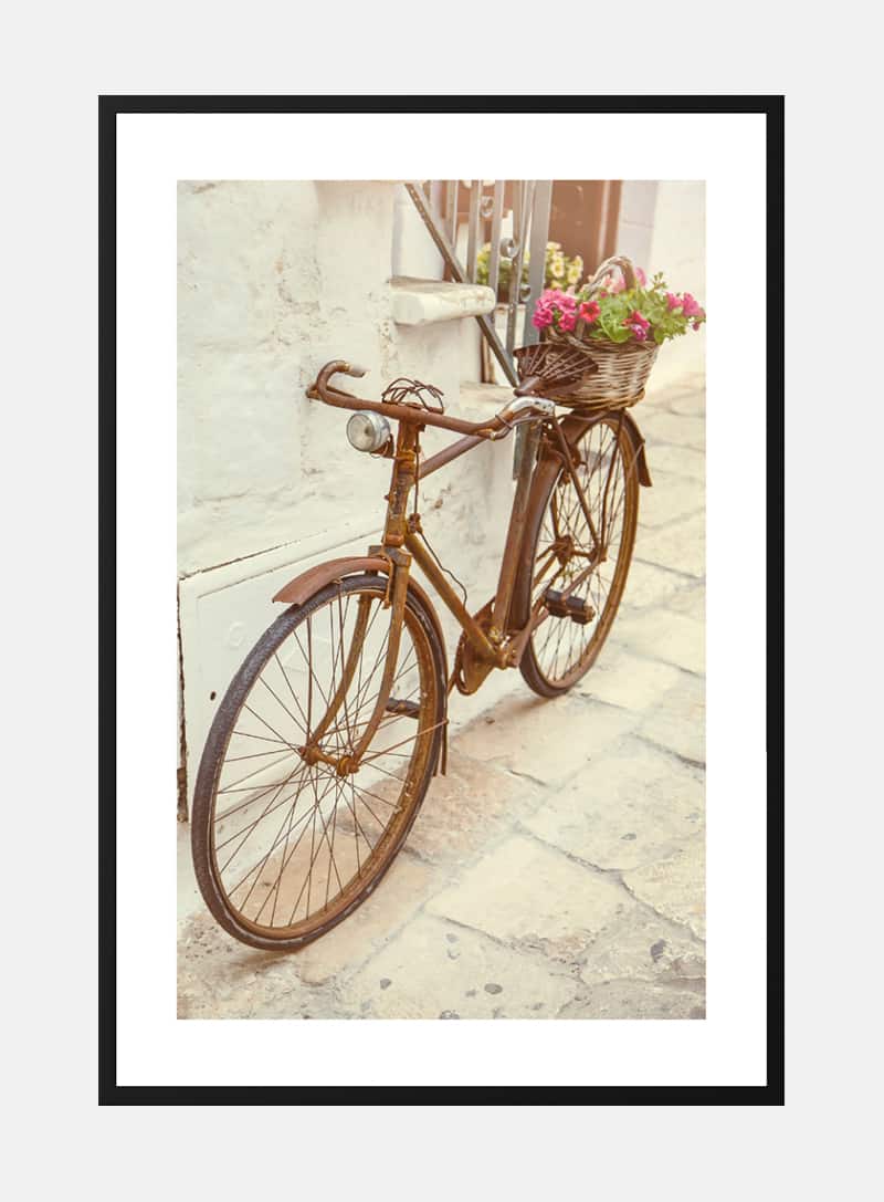 Vintage bike with flowers plakat