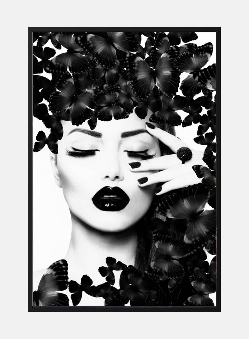 Billede af Black lipstick butterflies plakat