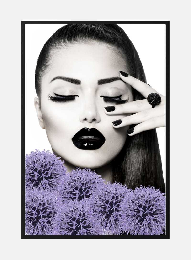 Black lips purple flowers plakat