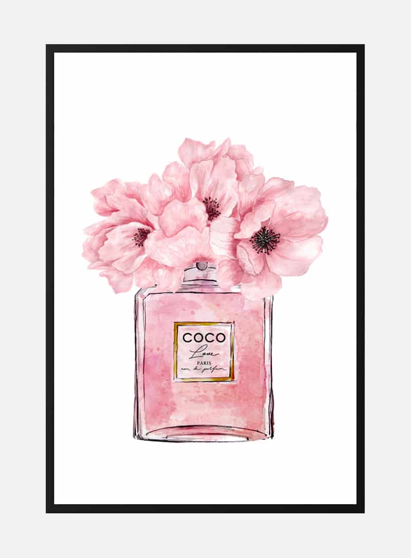 Coco Chanel perfume pink plakat