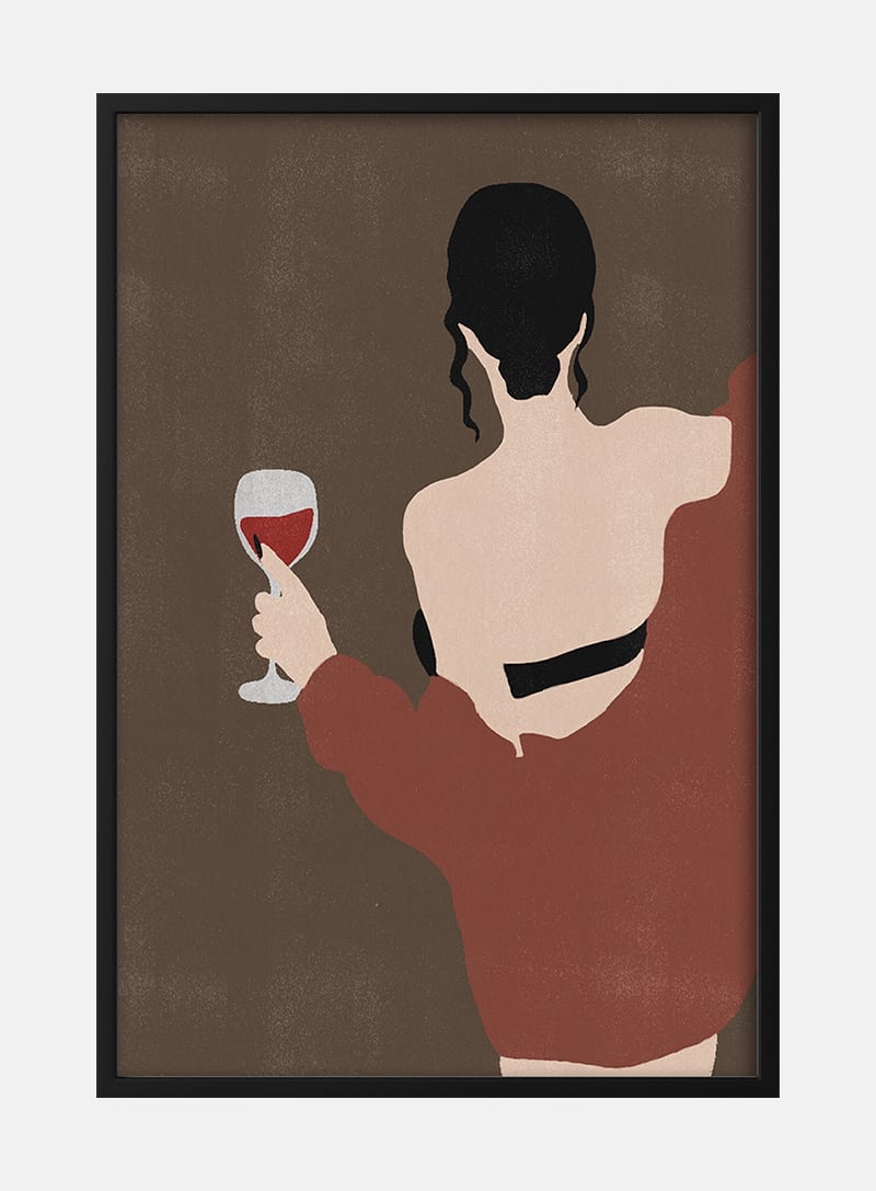 Billede af Woman and Wine Plakat