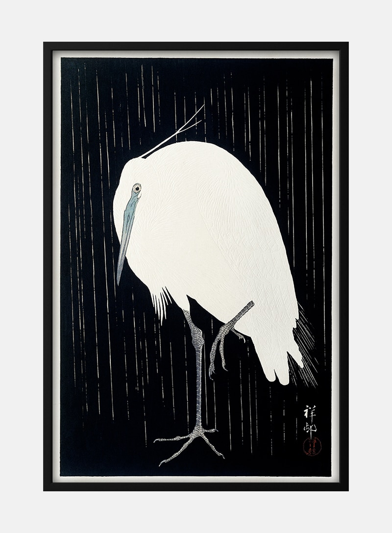 Billede af Egret in the rain - Ohara Koson plakat