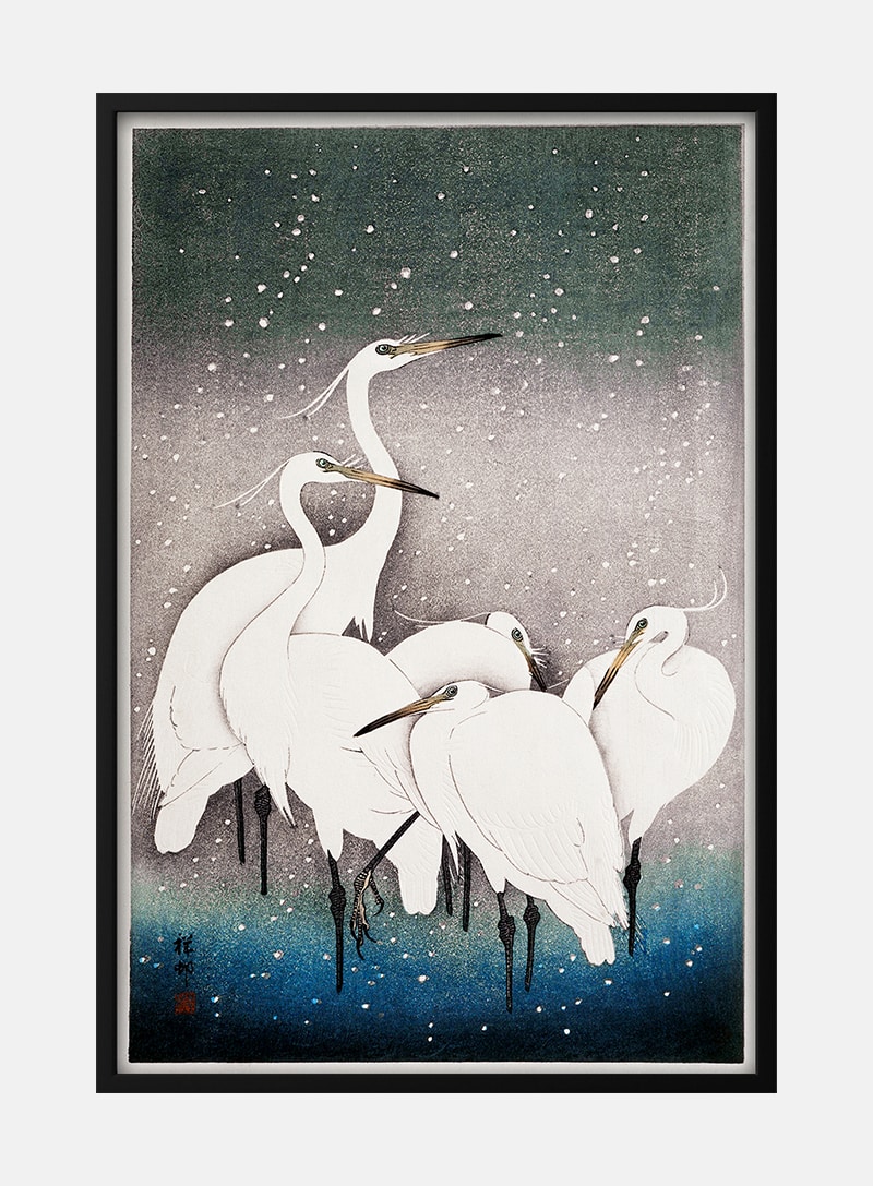 Billede af Group of egrets - Ohara Koson plakat