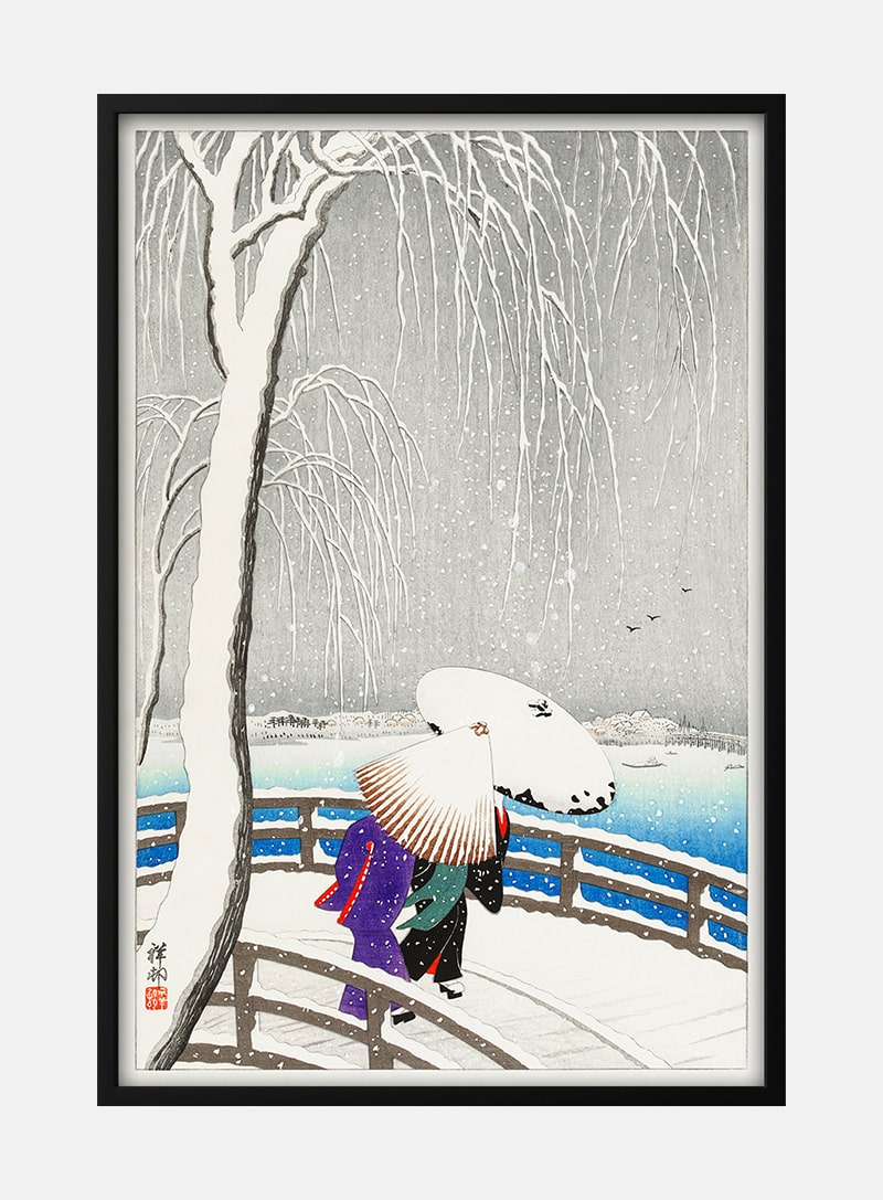 Two women in the snow - Yanagi Bridge