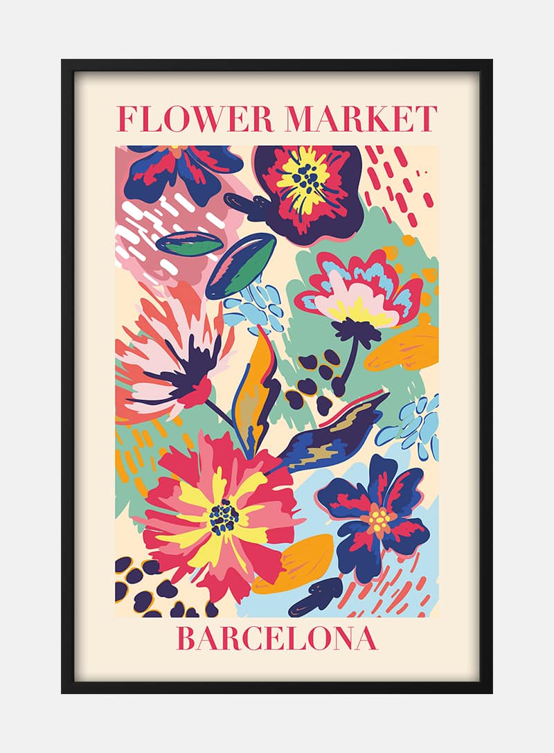 Flower Market Barcelona Plakat