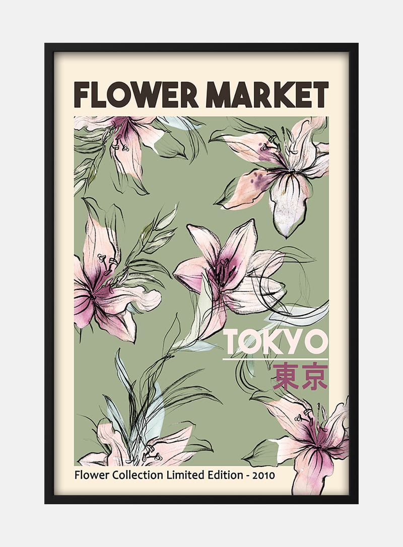 Billede af Flower Market Tokyo Plakat