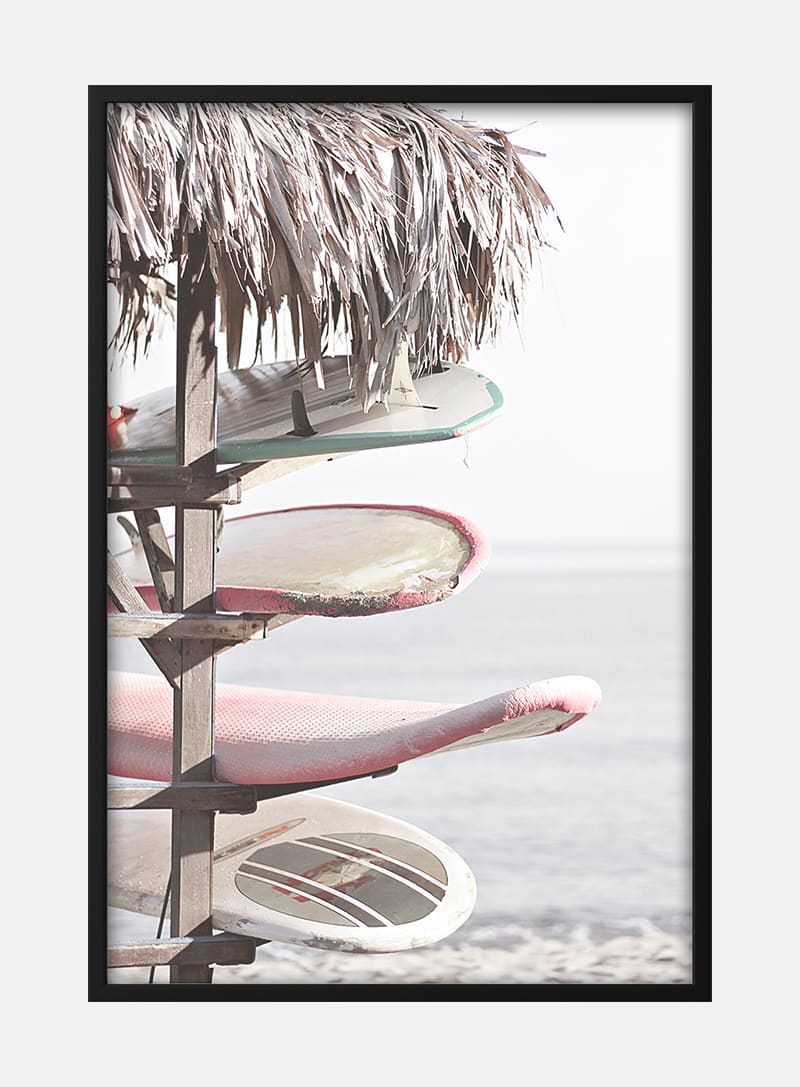 Billede af Surfboards on Beach Plakat