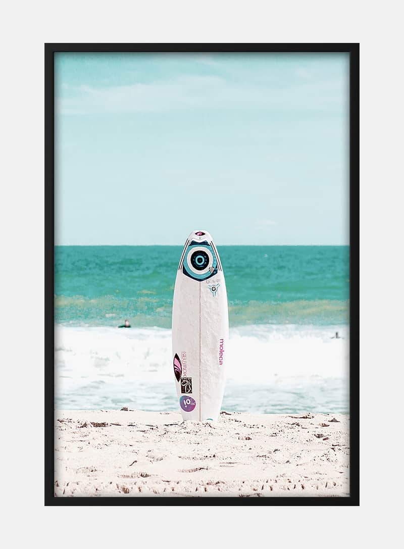 Surfboard on Beach Plakat