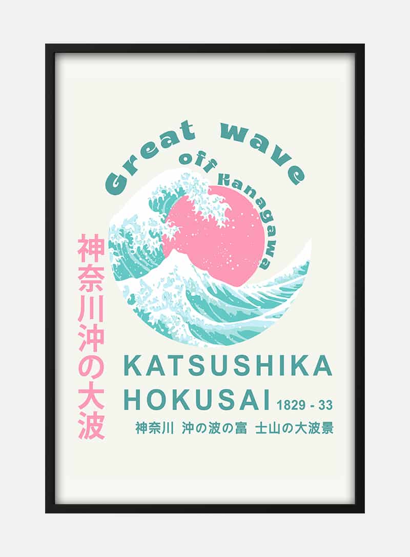 Billede af Hokusai - The Great Wave Pink Plakat