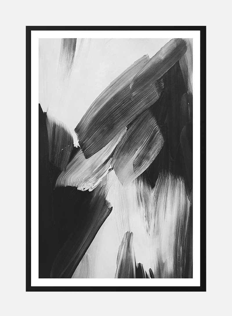 Billede af Abstract Strokes Black Plakat
